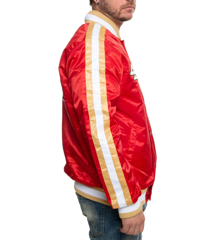 49ers San Francisco red satin jacket side view in United state market