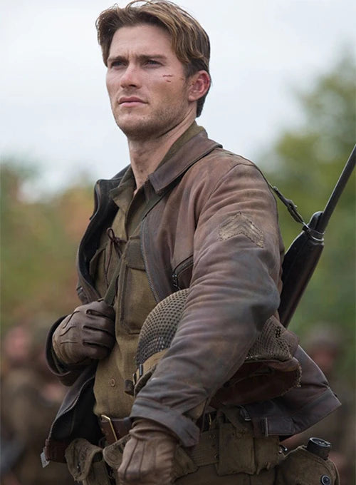 Military-style rugged leather jacket for men

