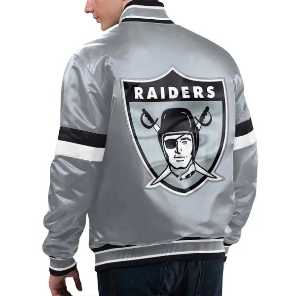 Raiders gridiron silver bomber jacket in USA