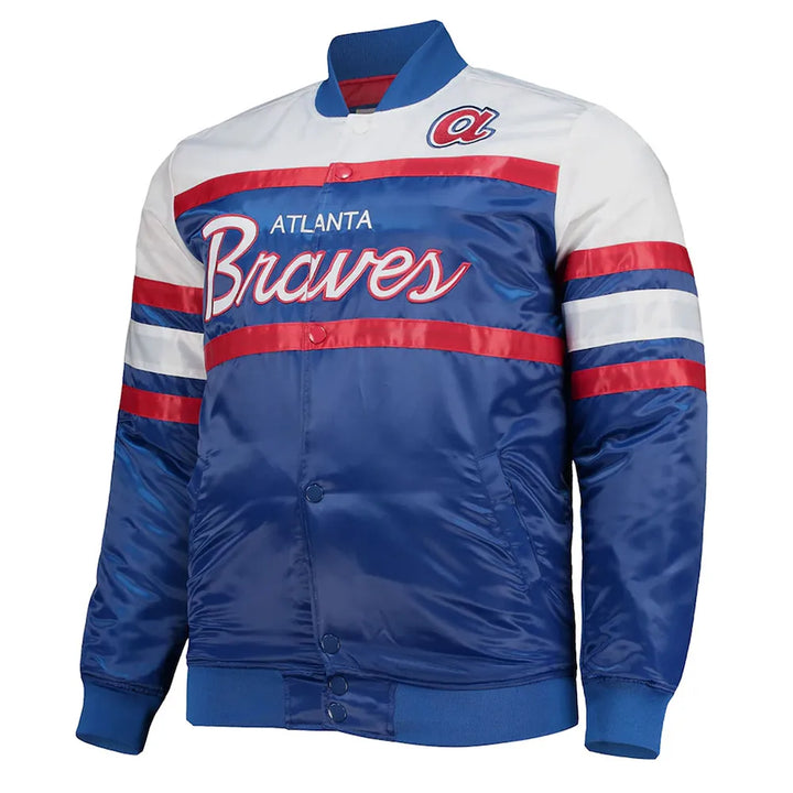 special script braves satin jacket

