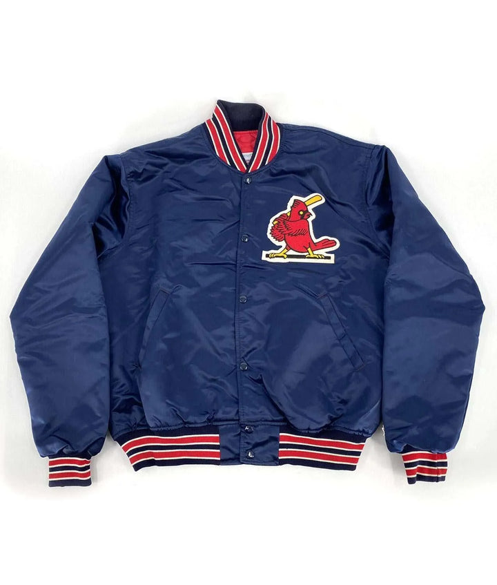 90s St Louis Cardinals Blue Satin Jacket in USA