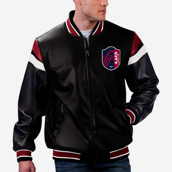 MLS St. Louis City SC leather jacket back view in American style