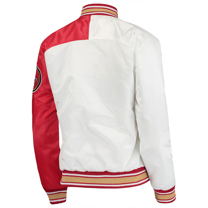 San Francisco 49ers Hometown WhiteRed Satin Jacket side view in United state market