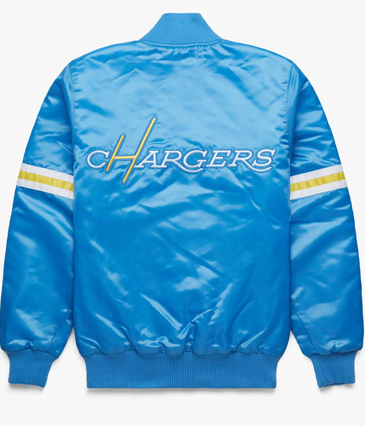 NFL LA Chargers Satin Jacket in Light Blue
