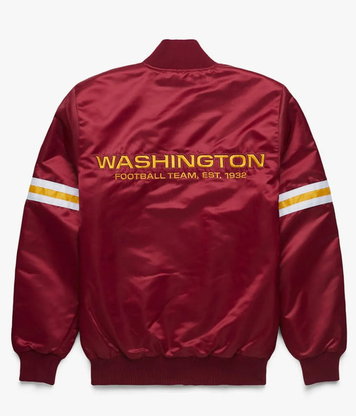 Burgundy satin Washington Commanders jacket for men and women

