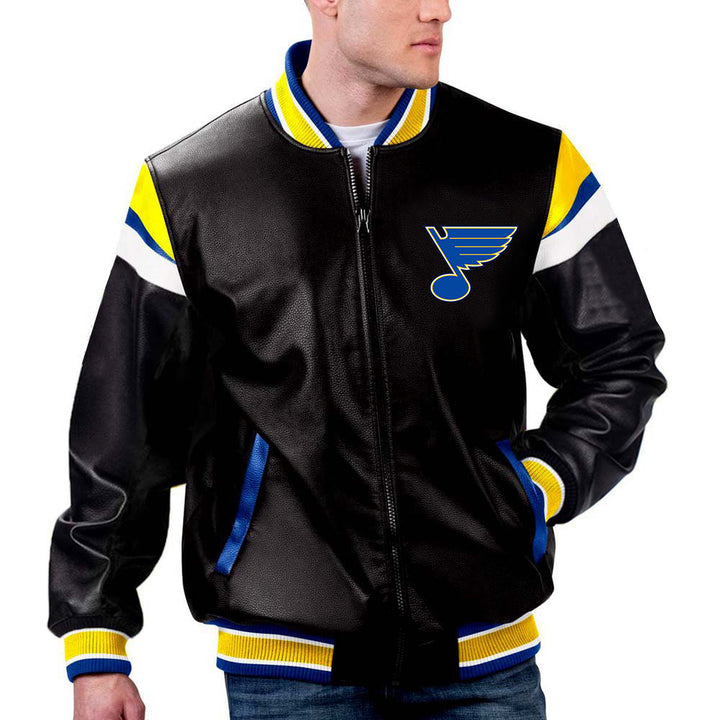 TJS NHL St. Louis Blues Full Leather Jacket in France style