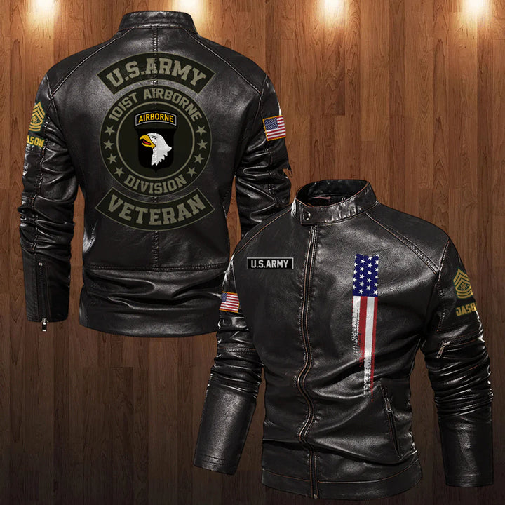 Front or Back View Veteran Custom Leather Jacket Divisions