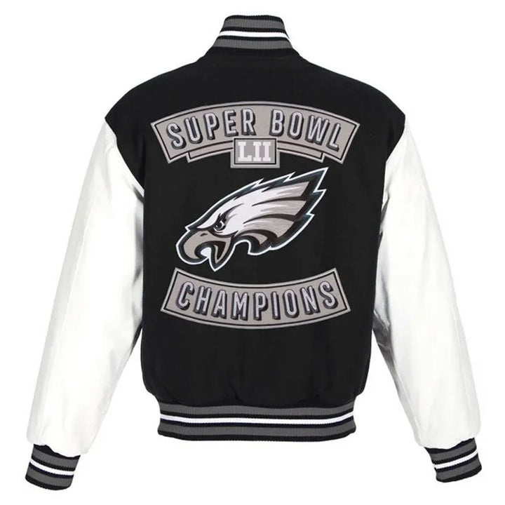 NFL champions varsity jacket in black wool and leather in American Style