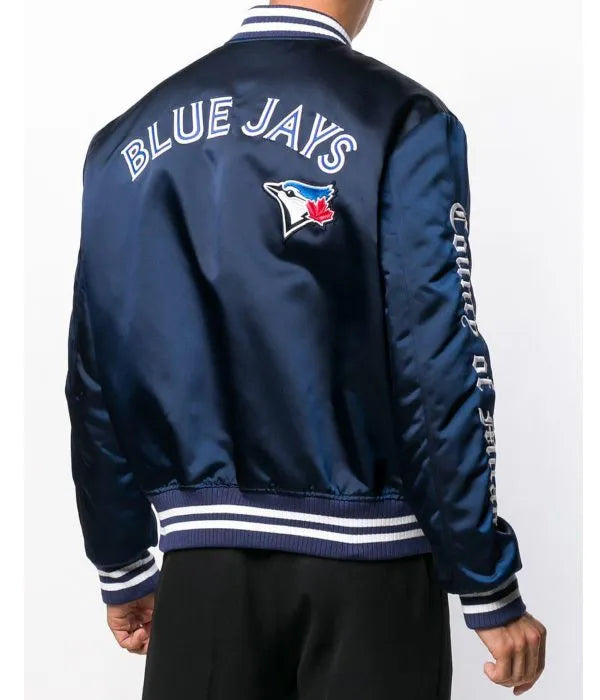 Navy Blue Jays jacket with logo on a white background
