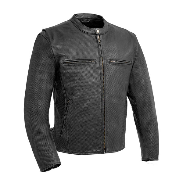 Premium Turbine Men's Motorcycle Perforated Leather Jacket By TJS