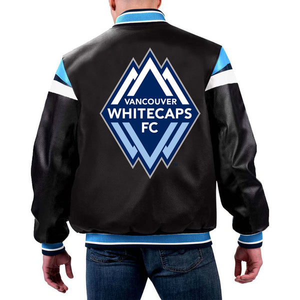 MLS Vancouver Whitecaps leather jacket front view in USA