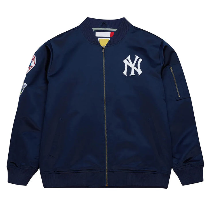 Stylish NY Yankees Navy Satin Jacket with Vintage Logo in American style