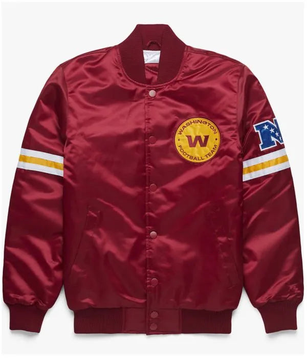 Shop NFL Satin Washington Commanders Burgundy Jacket