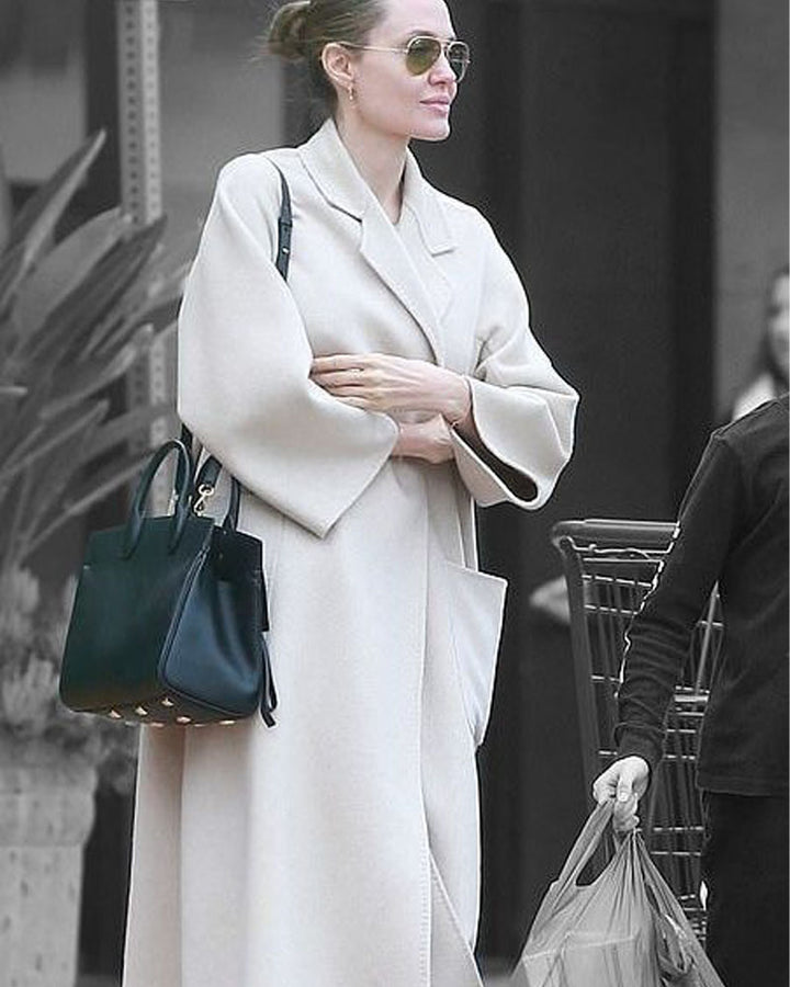 Experience luxury with Angelina Jolie's premium wool coat from The Jacket Seller in US market