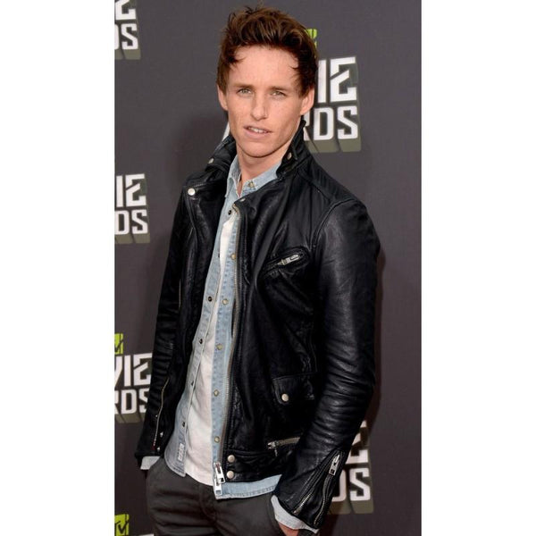 Eddie Redmayne's stylish leather jacket by TJS in USA market