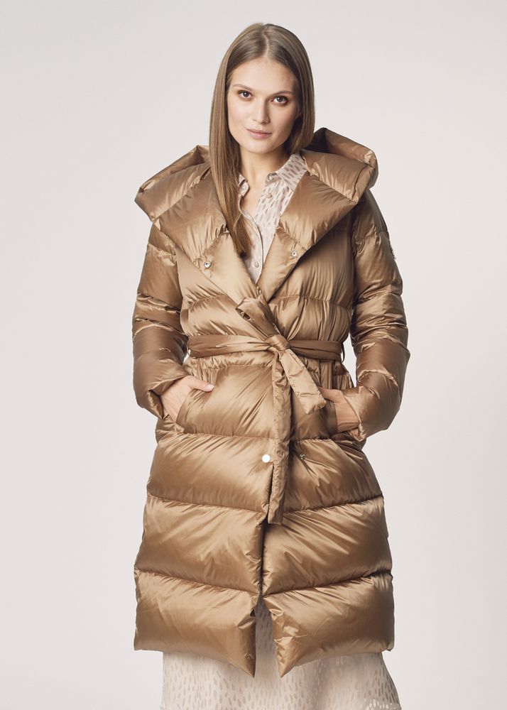 Women's Beige Down Jacket for Winter with Warm Insulation in USA