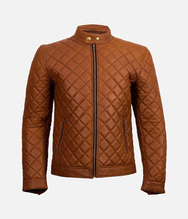 Men's decant slim fit quilted biker leather in USA