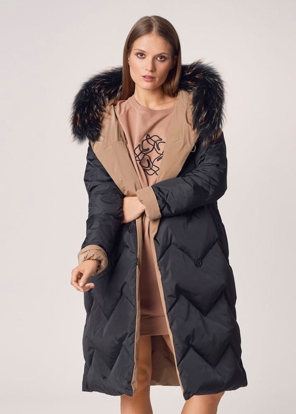 Women Reversible Faux Fur Hood Jacket For Winter
