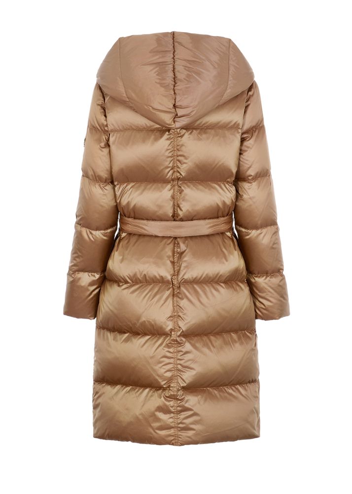 Women's Beige Down Coat for Winter with Plush Insulation in USA