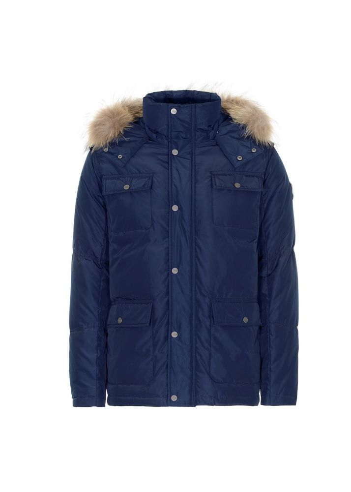 Men's blue and fur detachable jacket