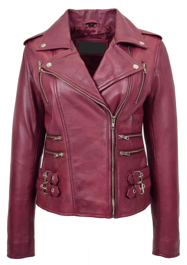 BURGUNDY Leather jacket for women