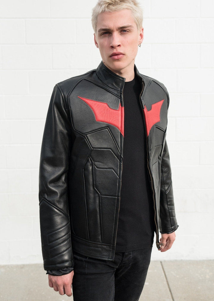Red and Black Batman Decant Leather Jacket for men