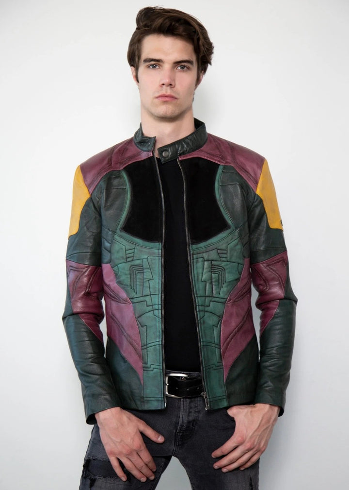 Yellow Star war boba fett leather jacket for men in USA