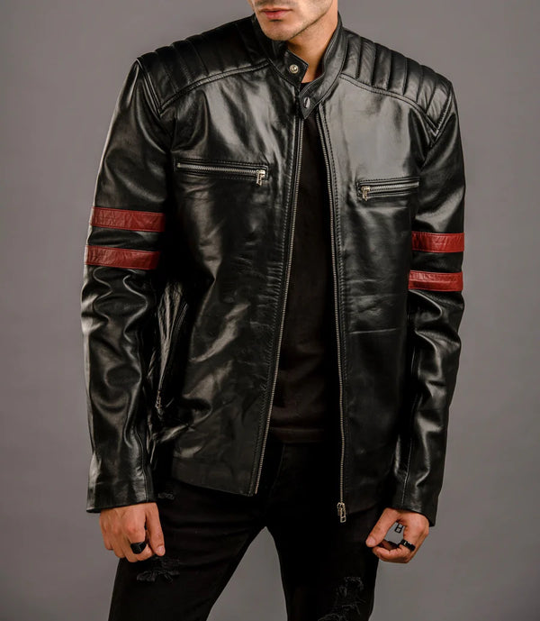 Black leather jacket for men