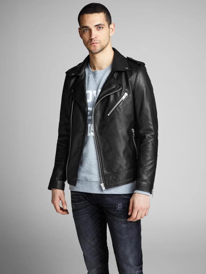 Best Shiny Black Biker Stylish Leather Jacket For Men in uk