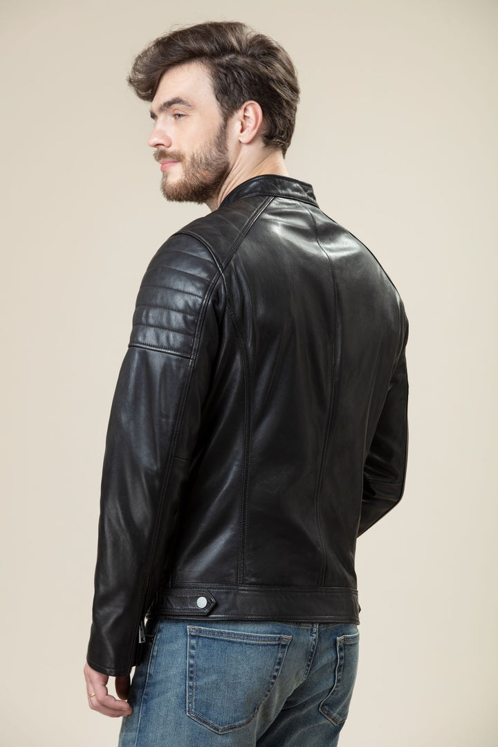 twirl black bomber decant leather jacket in uk for men
