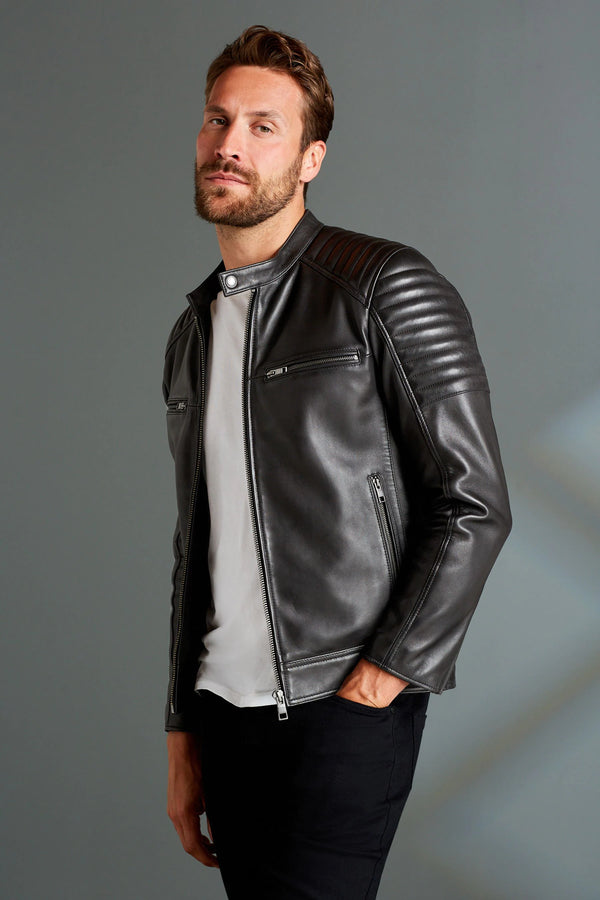 Signature Leather Quilted Racer Jacket