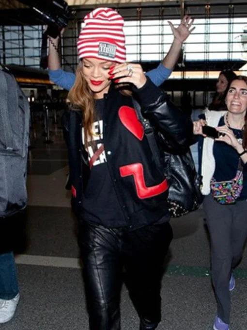 Red Heart Rihanna Leather Jacket by TJS