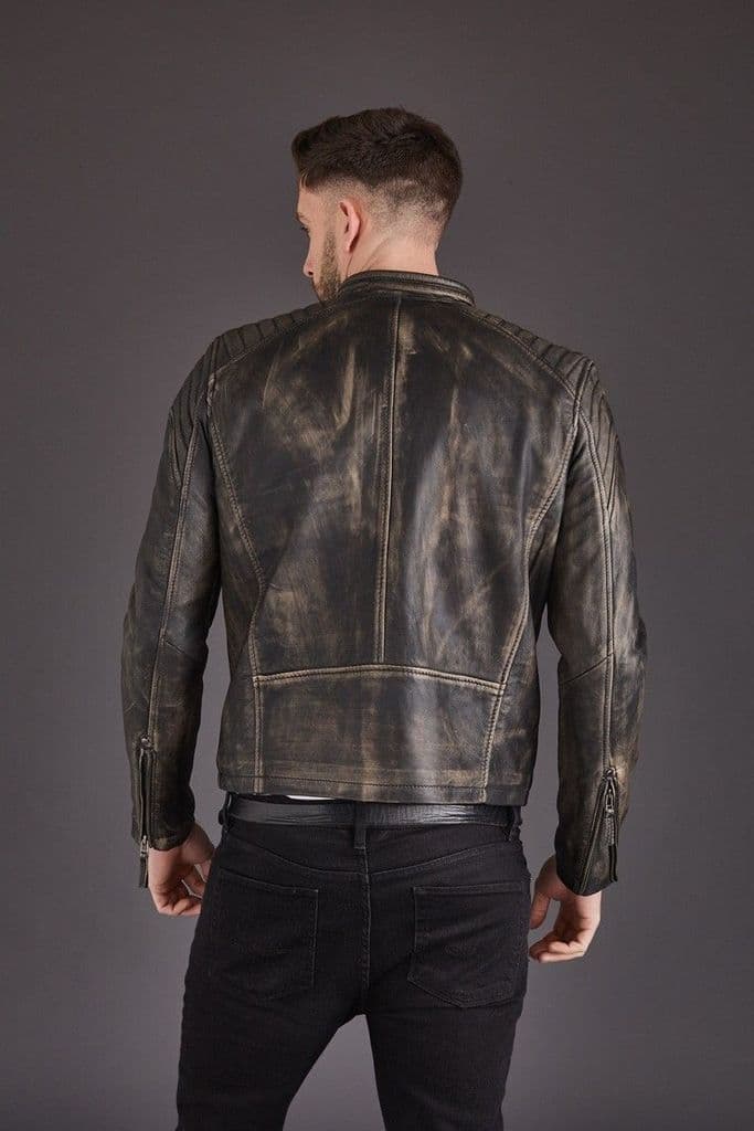 Black biker leather jacket for men 