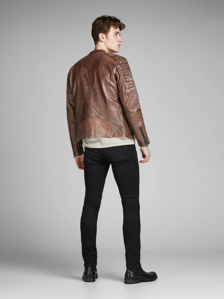 Dark brown Vintage Bomber Leather Jacket for men in USA