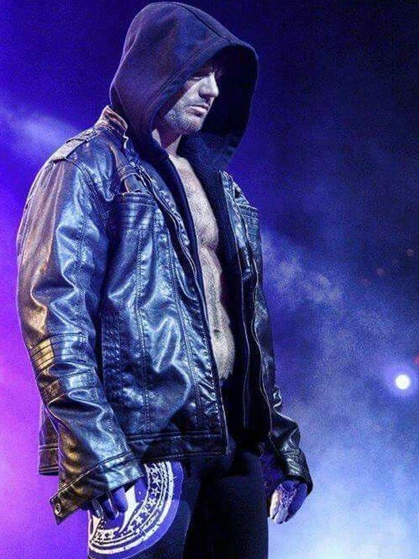 WWE Superstar AJ Stylish Hooded Leather Jacket by TJS