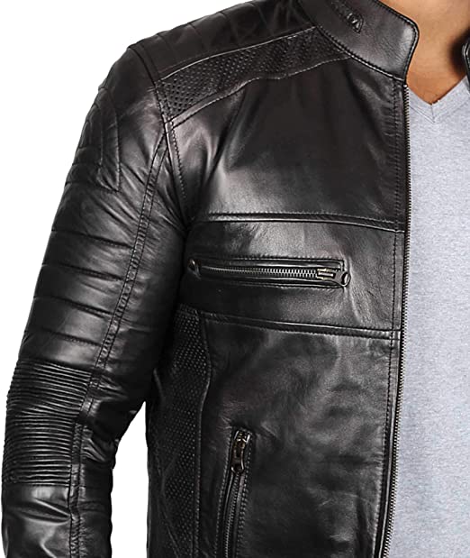 Black Decant Leather Jacket For Men’s