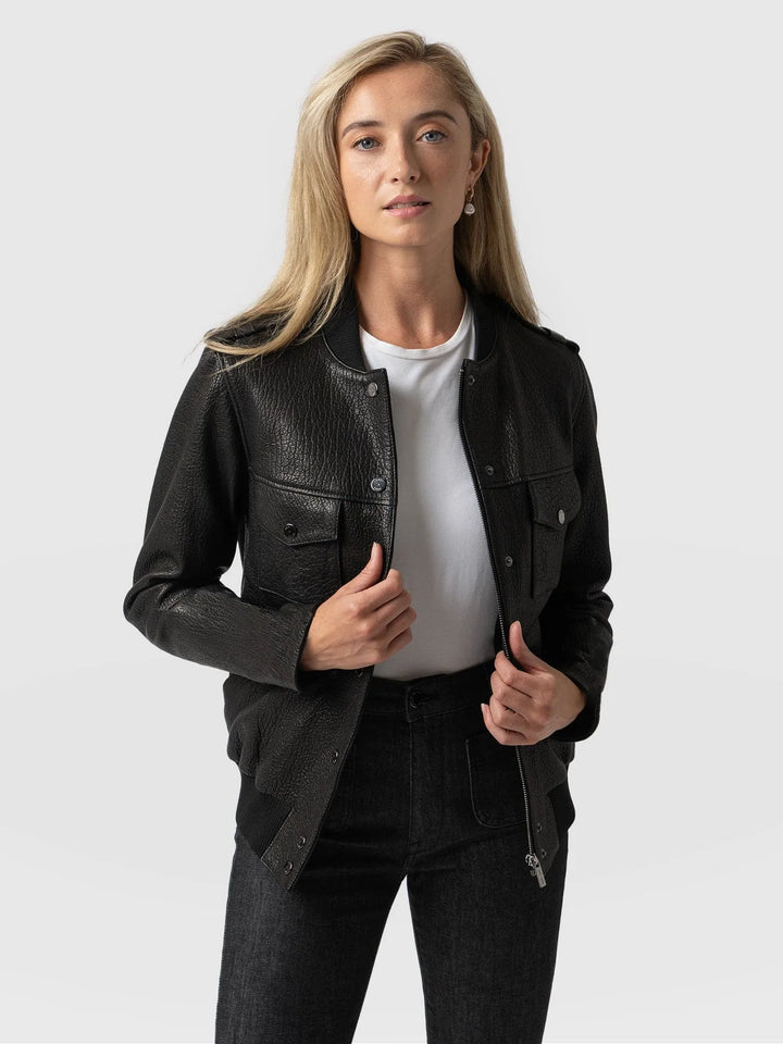 BLACK BOMBER JACKET FOR WOMEN