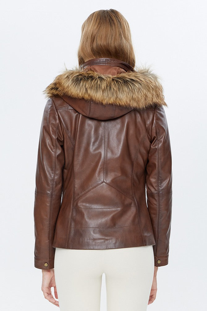 Real cow leather jacket for women