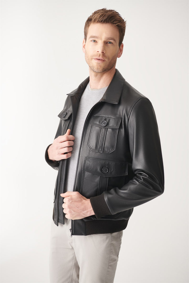 black leather jacket for men