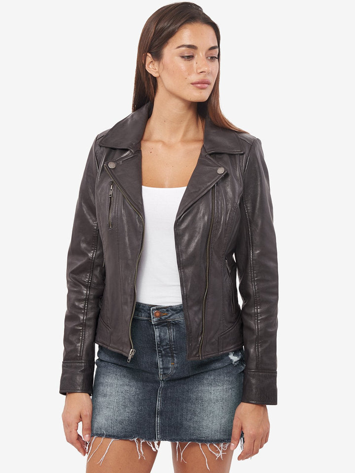 Black biker leather jacket