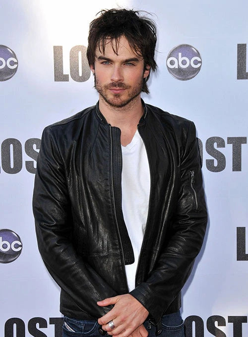 Celebrity leather jacket worn by Ian Somerhalder in American style