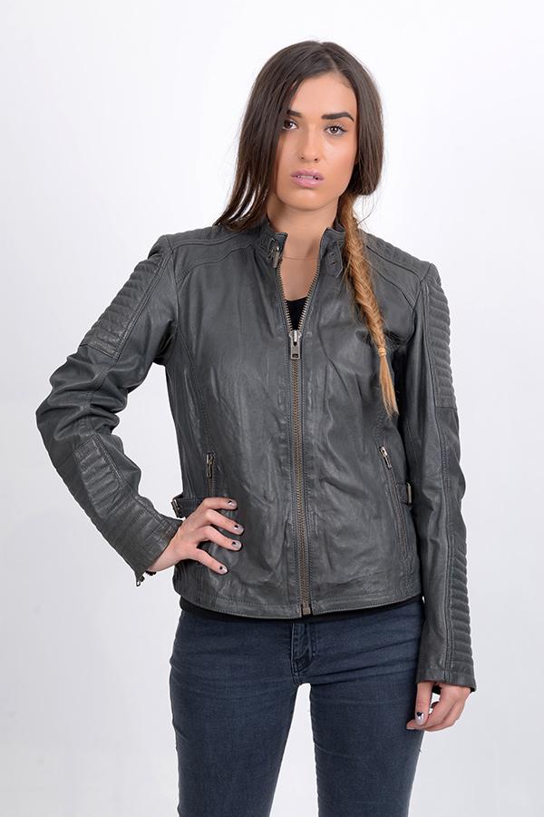 Women Bomber Leather Jacket By TJS