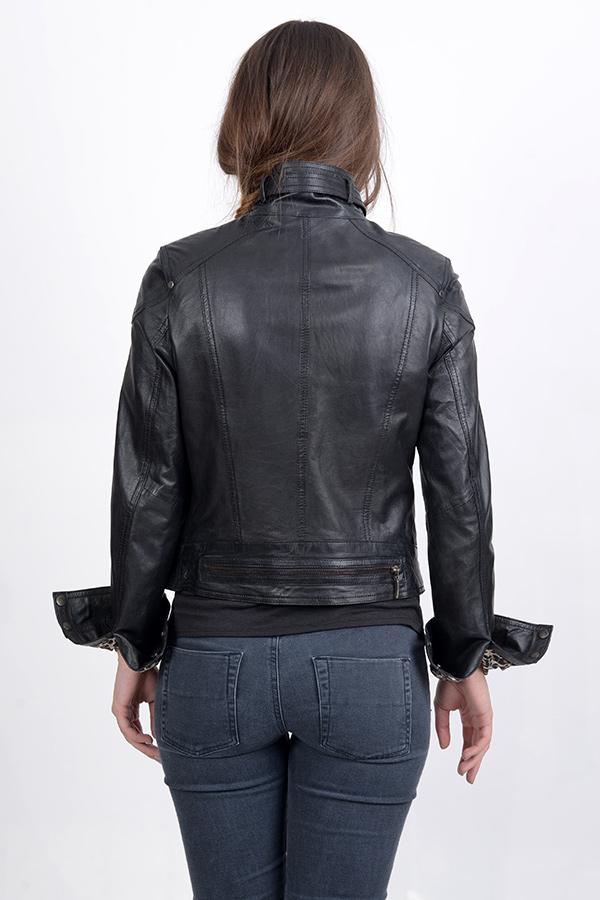 Black bomber leather jacket for women in USA