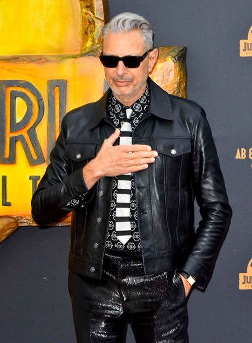 Jeff Goldblum black leather jacket for men n American style