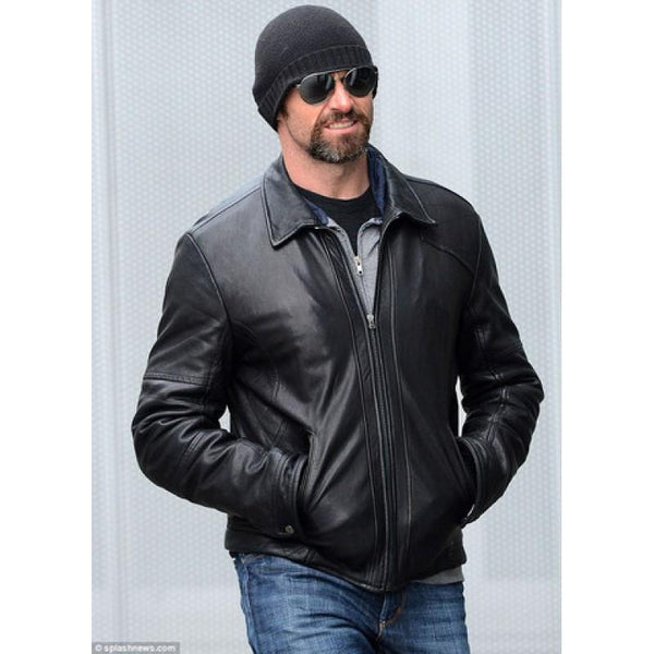 Hugh Jackman premium leather jacket front view in USA