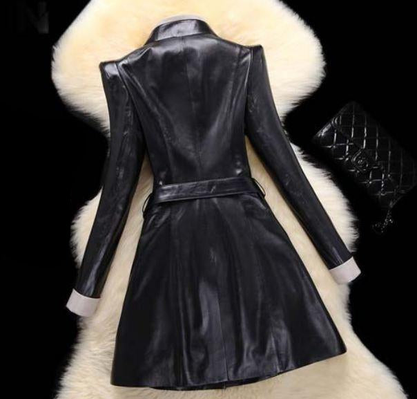 Girls Leather Overcoat Winter Sheepskin leather jacket for women