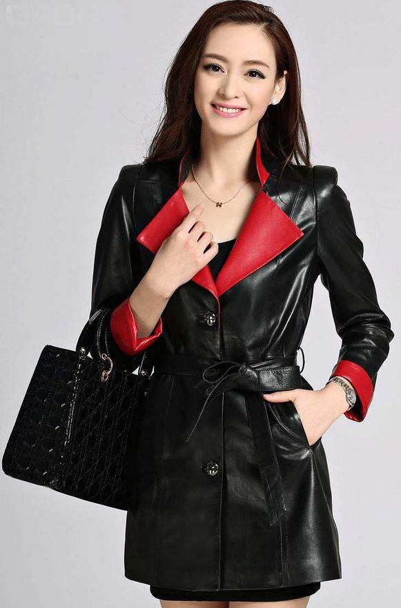 Red and black Overcoat for women