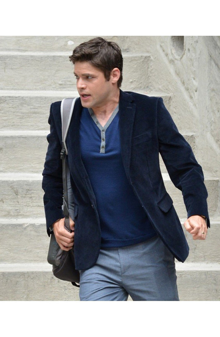 Jeremy Jordan wearing Jamie Wellerstein coat in The Last Five Years in American style