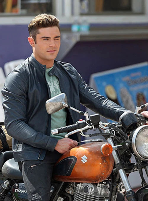 Genuine Leather Jacket Zac Efron Wears in Baywatch Movie in American Market