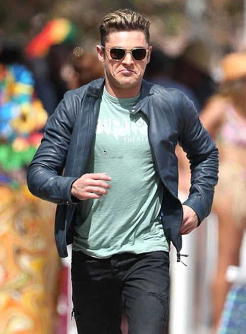 Baywatch Leather Jacket for Men by Zac Efron | Celebrity Fashion in USA